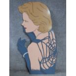 An oil on board cut out of Princess Diana wearing Catherine Walker, Lincoln Centre, New York,