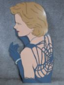 An oil on board cut out of Princess Diana wearing Catherine Walker, Lincoln Centre, New York,