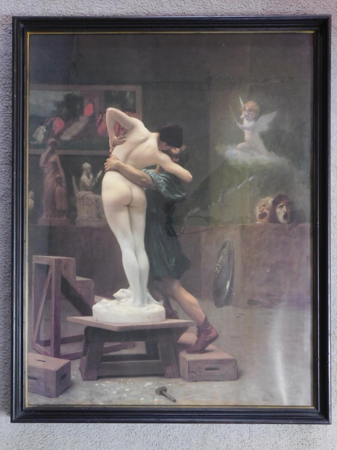 A framed and glazed coloured lithograph after Jean-Léon Gérôme (1824-1904) 'Pygmalion & Galatea?. - Image 2 of 3