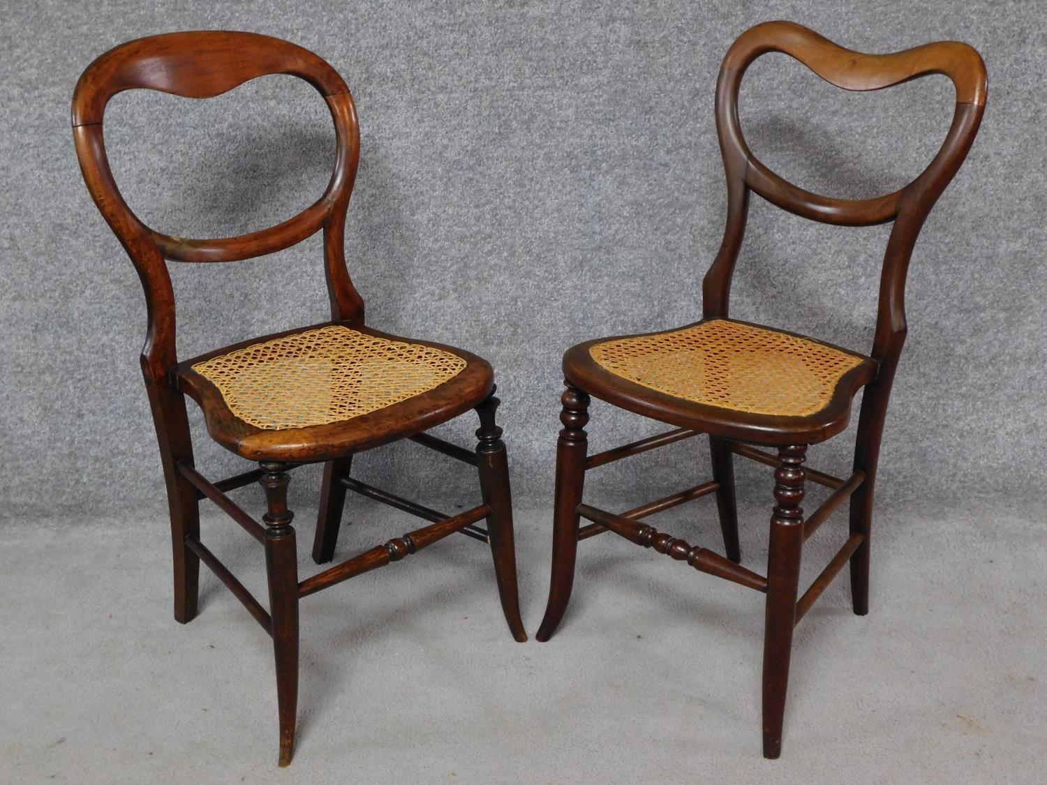 A set of three 19th century mahogany cane seated chairs and two similar chairs. H.83cm - Image 2 of 5