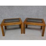 A pair of American walnut Colonial style coffee tables.