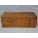A vintage travelling trunk with fitted lift out tray. H.44 W.125 D.53cm