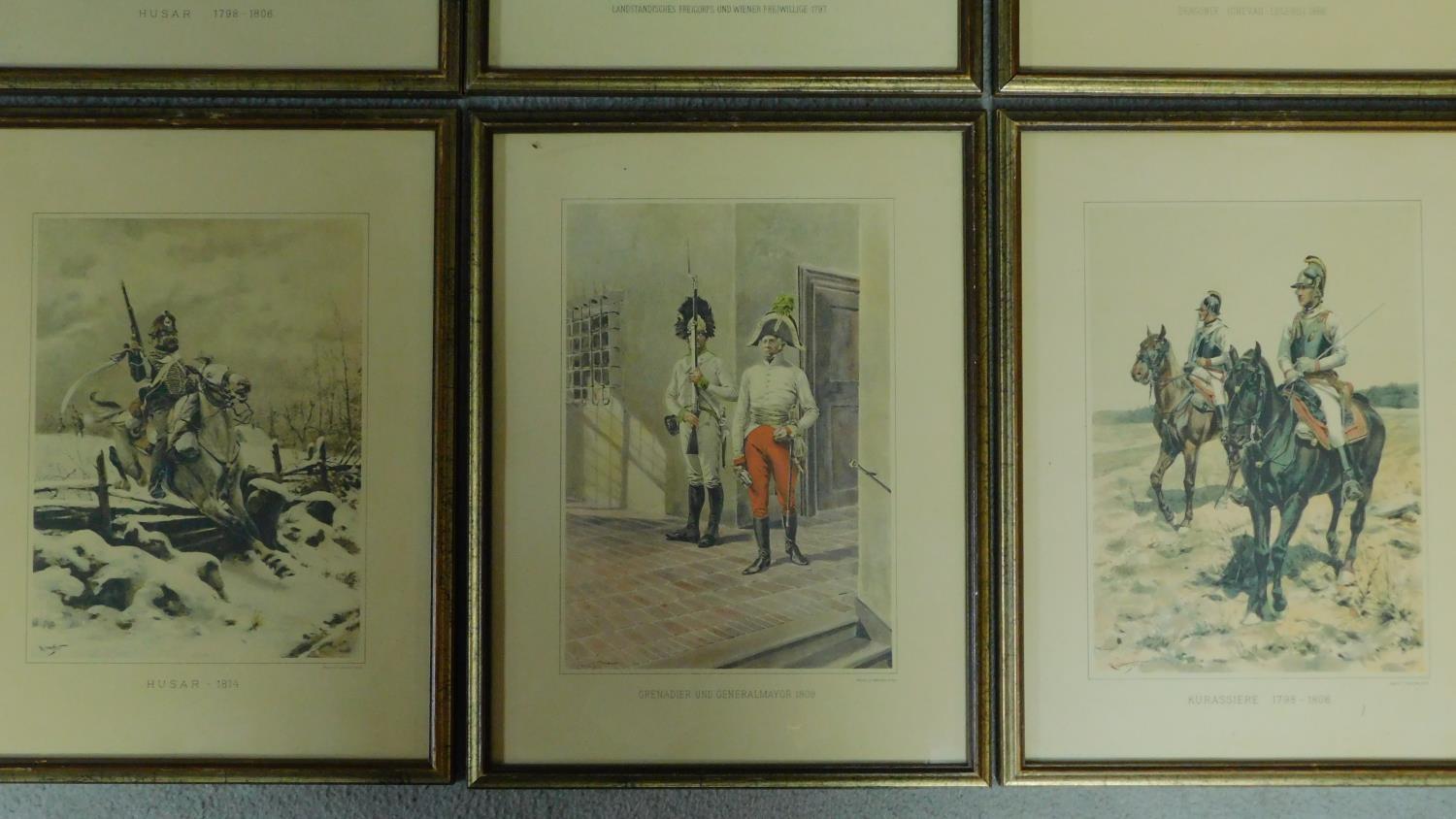 A framed and glazed collection of twenty one military prints. 44x34cm - Image 4 of 6