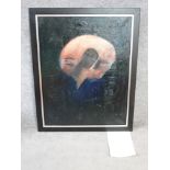 A framed oil on canvas by British artist Steve Matteson, titled 'Quiet Helmut on Still Shelf'.