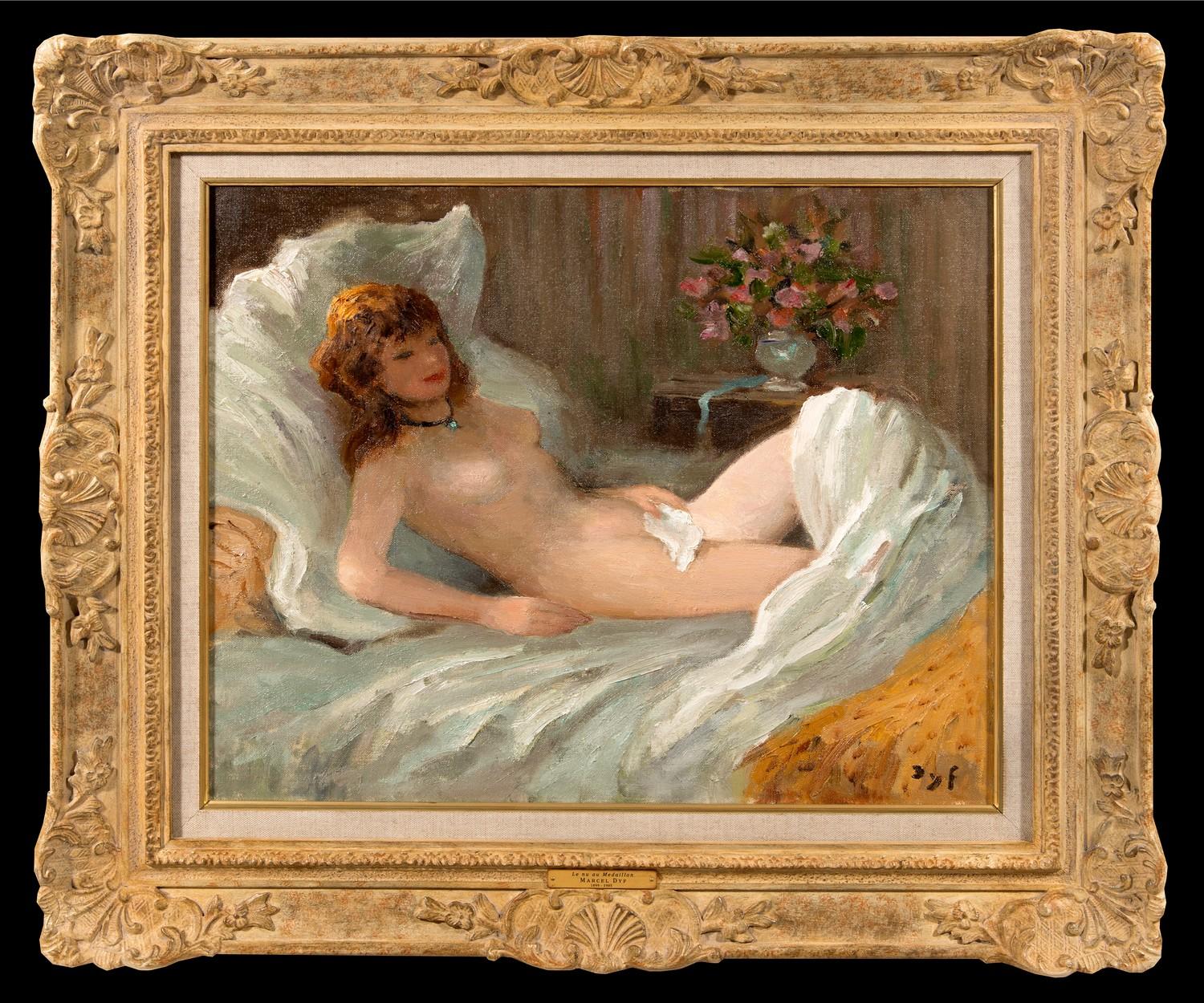 By Marcel Dyf (French, 1899-1985) Le nu au Médaillon, oil on canvas, 46.5x 55.4cm (18.3x 21.8 - Image 2 of 3