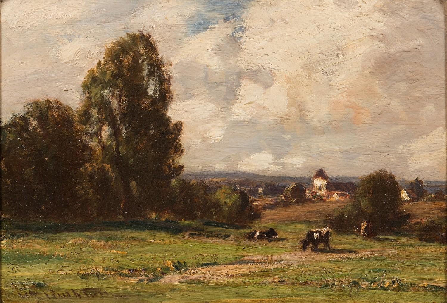 By William Charles Rushton (British, 1860-1921), a pair of oil on board landscapes, 24.1 x 35.6cm ( - Image 2 of 7