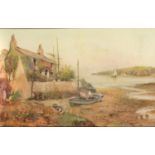 By Joseph Hughes Clayton (British, 1870-1930), Anglesey Cottage and Fishing boat scene, watercolour,