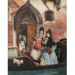 By Cesare Maccari (Italian, 1840-1919), Venetian Ladies Departing, Roma 1873, watercolour and