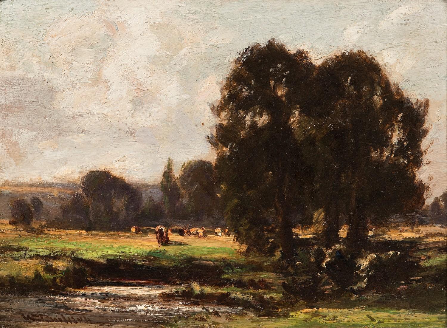 By William Charles Rushton (British, 1860-1921), a pair of oil on board landscapes, 24.1 x 35.6cm ( - Image 5 of 7