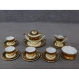 An Art Deco Noritake gold plate porcelain tea set. Makers mark to base.