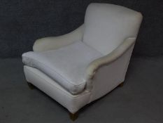 A Victorian style white fabric fully upholstered armchair. H.79 W.80 D.100cm