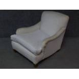 A Victorian style white fabric fully upholstered armchair. H.79 W.80 D.100cm