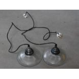 A pair of vintage style glass hang ceiling lamps.12x21cm