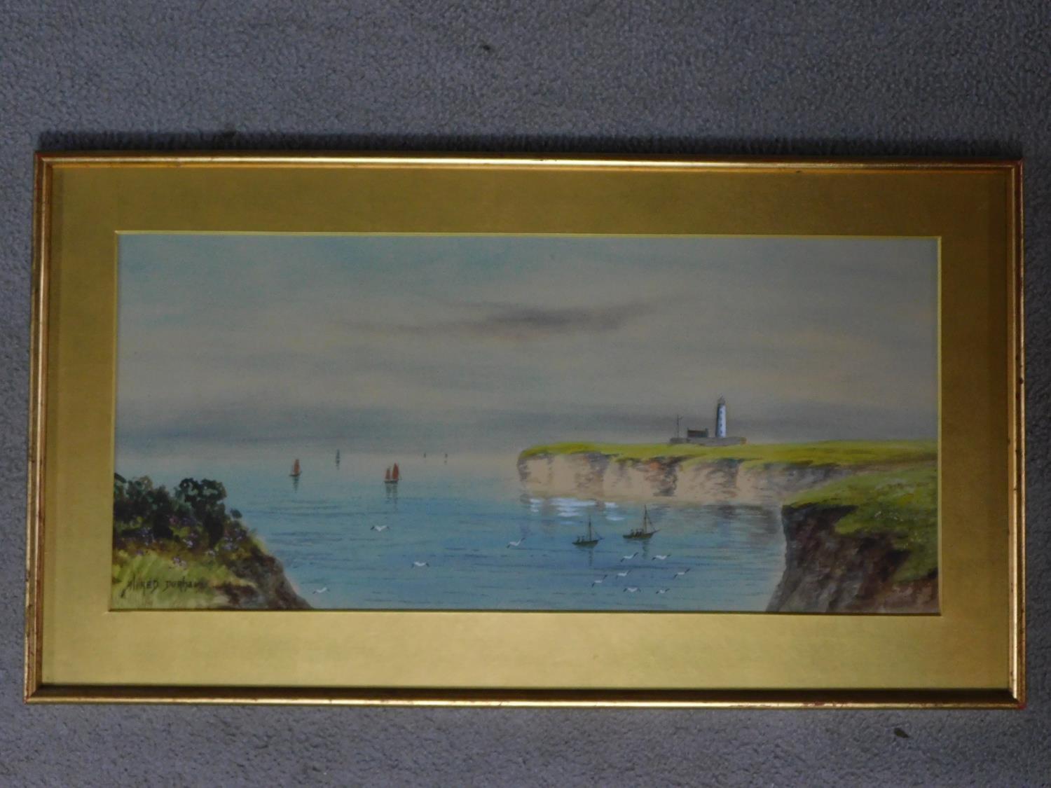 A framed and glazed watercolour depicting Flamborough Head on the Yorkshire Coast, 1922. By Alfred - Image 2 of 4