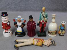 A collection of vintage brewiana advertising items including drambuie, cherry brandy, famous grouse,