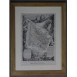 A framed and glazed wine region map of 'De La Gironde'. 60x50cm