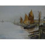 A framed and glazed watercolour depicting sailing boats in a port, signed by John Main, 1995.