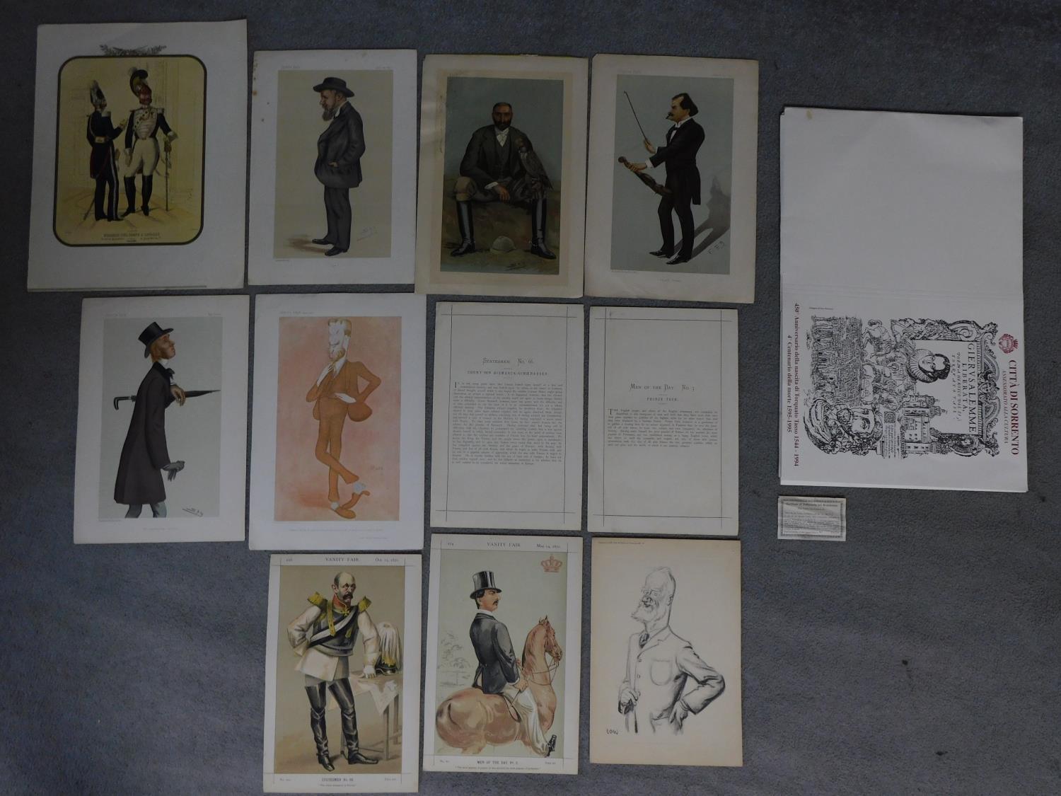 A collection of Vanity Fair prints together with a print of Count Von Bismarck Shoenausen and Prince