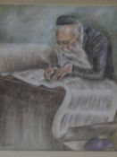 A 20th century framed and glazed pastel on paper on board of a Rabbi, signed H Redman. 74x64cm