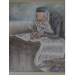 A 20th century framed and glazed pastel on paper on board of a Rabbi, signed H Redman. 74x64cm