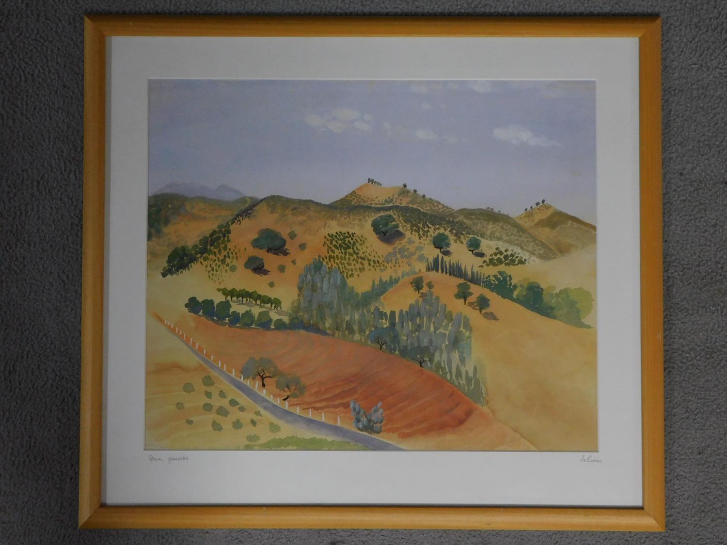 A framed and glazed gouache depicting a Spanish landscape. Signed by Jo Bimes. 62x55cm - Image 2 of 4