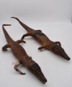 A pair of antique taxidermy juvenile alligators. L.80cm