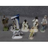 A collection of decorative figures. Including a Royal Worcester hand painted Borzoi, 1977 modelled