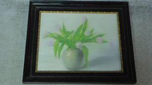 A framed and glazed still life pastel, indistinctly signed. 58.5x49.5