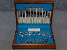 A Vintage canteen of Seymour Smith Ltd of Sheffiled 'Moss Rose' design silver plated cutlery. One