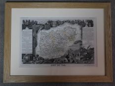 A framed and glazed wine region map of 'Du Var'. 60x50cm