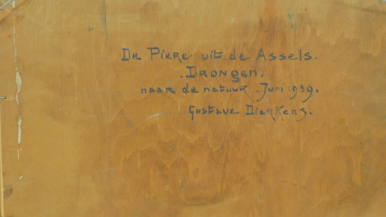 A framed oil on panel of a rural house, by Gustave Dierkens, inscription verso. 49.5x61 - Image 6 of 6