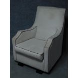 An Art Deco style armchair in faux suede upholstery. H.96 W.76 D.80cm