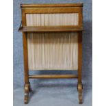 A 19th century bird's eye maple firescreen with folding shelf on cabriole supports. H.88 W.55 D.29cm