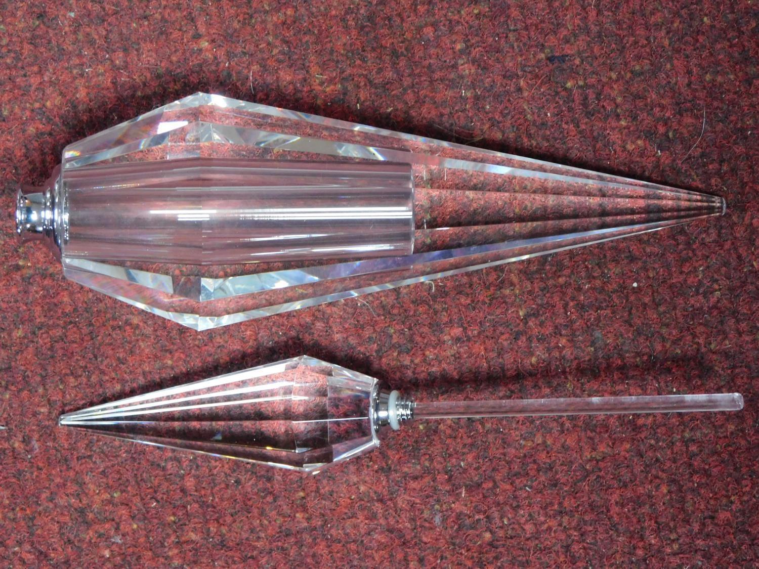 A contemporary Art Deco style faceted crystal conical shaped scent bottle with stopper. W.32cm - Image 2 of 5