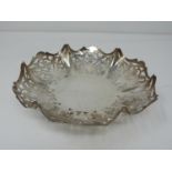 A fluted pierced silver bonbon dish with stylised floral design. Hallmarked: EV for Viner's Ltd.,