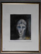 A framed and glazed print, portrait of a woman. 62x79cm