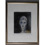 A framed and glazed print, portrait of a woman. 62x79cm