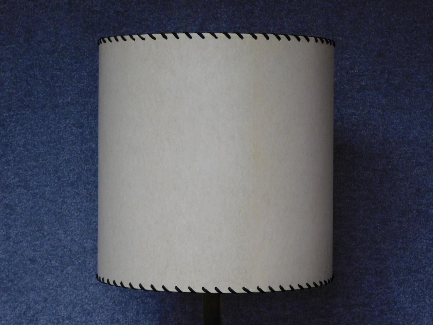 An Art Deco brass standard lamp of geometric outline and square stepped base resting on four block - Image 2 of 4