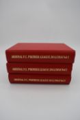 Three hardback colour fixture programmes for Arsenal FC, Premier League. The handcrafted and