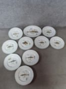 A collection of twelve vintage Marlborough Old English Ironstone Simpson Potters Ltd fish plates and