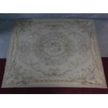 A Chinese woollen rug with central floral pendant medallion and repeating floral motifs 309x245cm