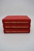 Three hardback colour fixture programmes for Arsenal FC, Premier League. The handcrafted and