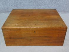 A 19th century mahogany travelling trunk with original lined imterior. H.27 W.68 D.52cm