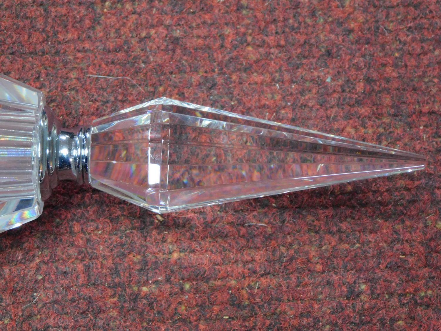 A contemporary Art Deco style faceted crystal conical shaped scent bottle with stopper. W.32cm - Image 4 of 5