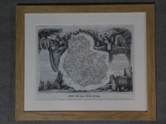 A framed and glazed wine region map of 'Côte d'Or'. 60x50cm