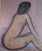 A gilt framed and glazed watercolour, nude study. 80x65cm