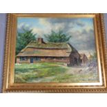 A framed oil on canvas, of a farm house. By Alfons Waterschoot. 74x64