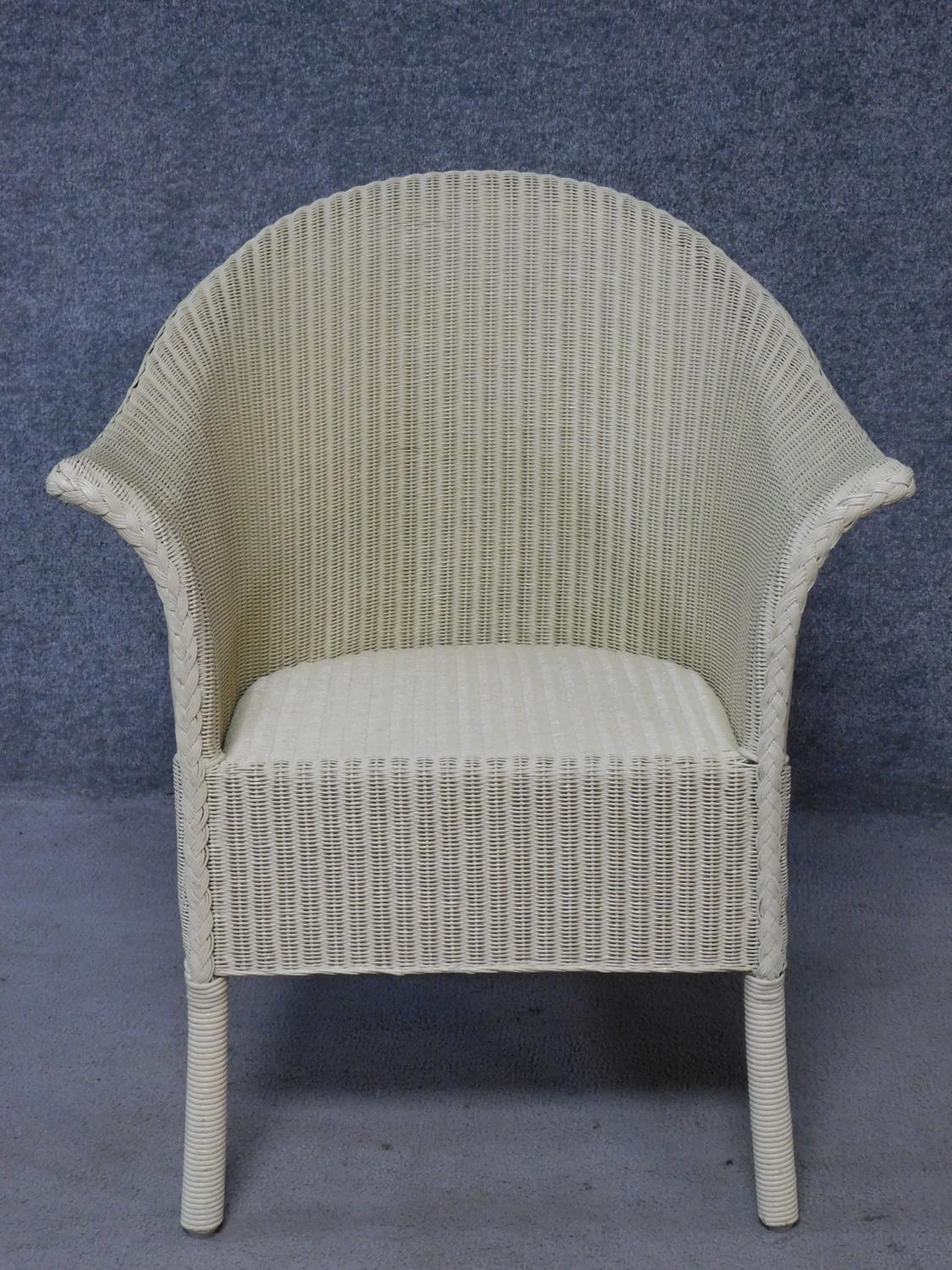 A vintage style Lloyd Loom conservatory armchair with makers label. H.82cm - Image 2 of 5