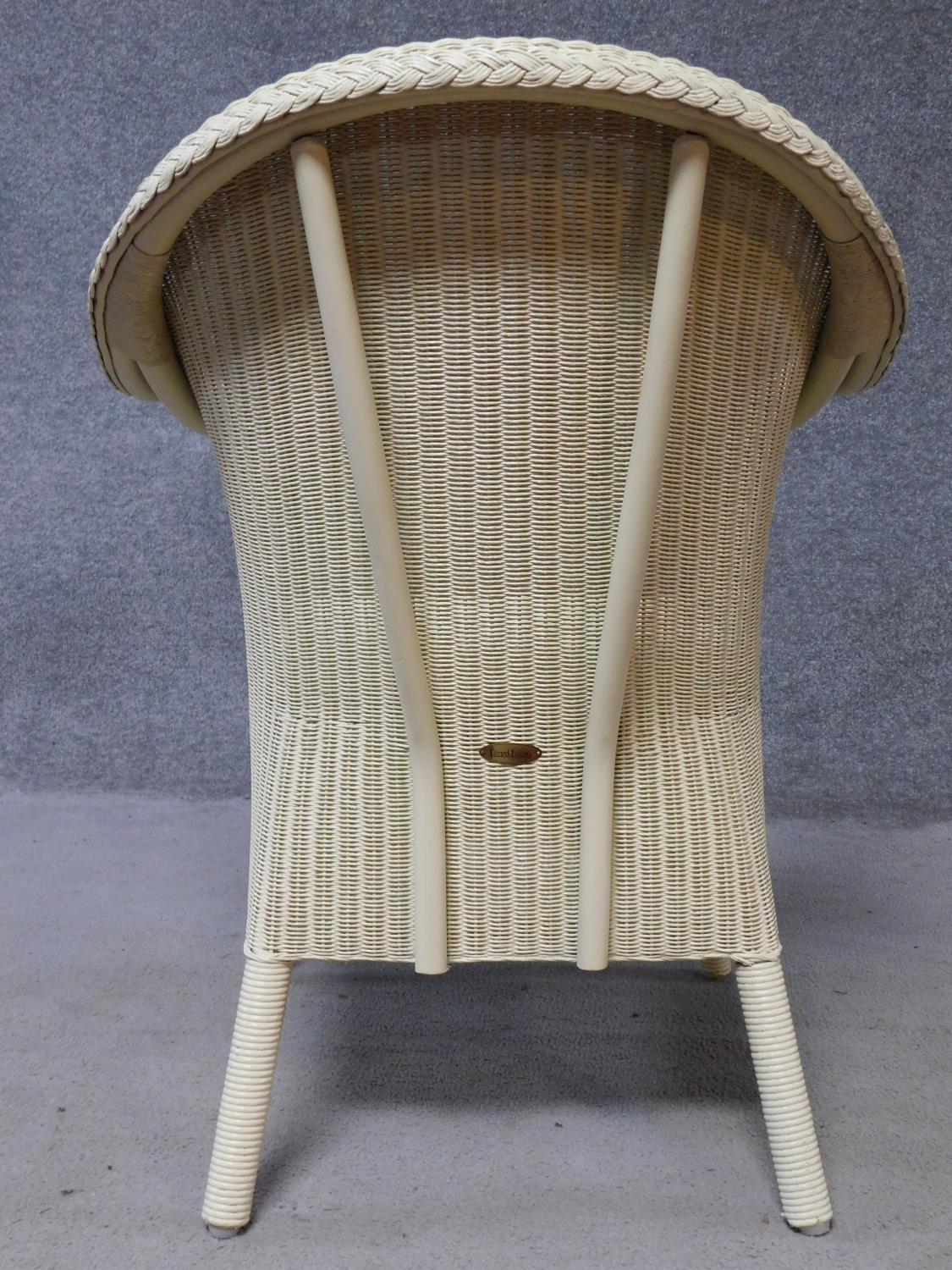 A vintage style Lloyd Loom conservatory armchair with makers label. H.82cm - Image 4 of 5