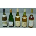 Five miscellaneous bottles of white wine to include a 1961 Chateau Lafaurie Peyraguet.
